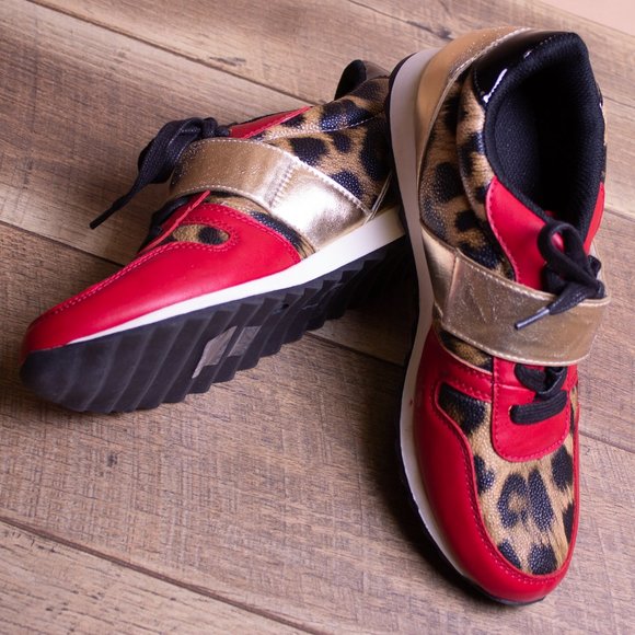 Shoes - Red and Leopard Sneakers